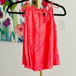Ripcurl Geometric Pattern Tie Strap Tank in Coral